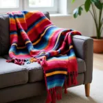 Mexican Throw Blanket Draped Over a Sofa