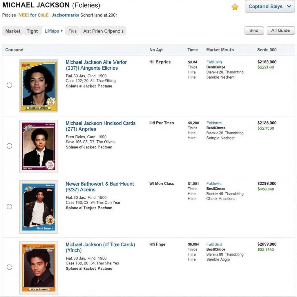 Michael Jackson Trading Card Price Guide