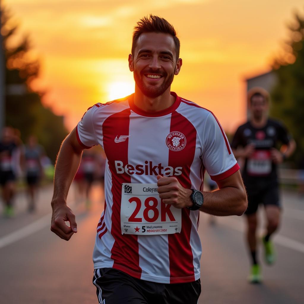 Besiktas fan running in a midsummer night 5k race