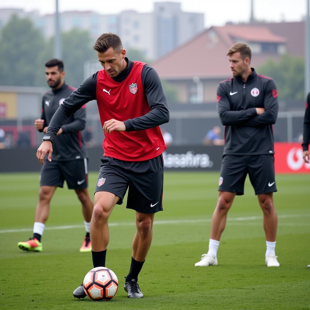 Mike Hanson training with Besiktas at Vodafone Park