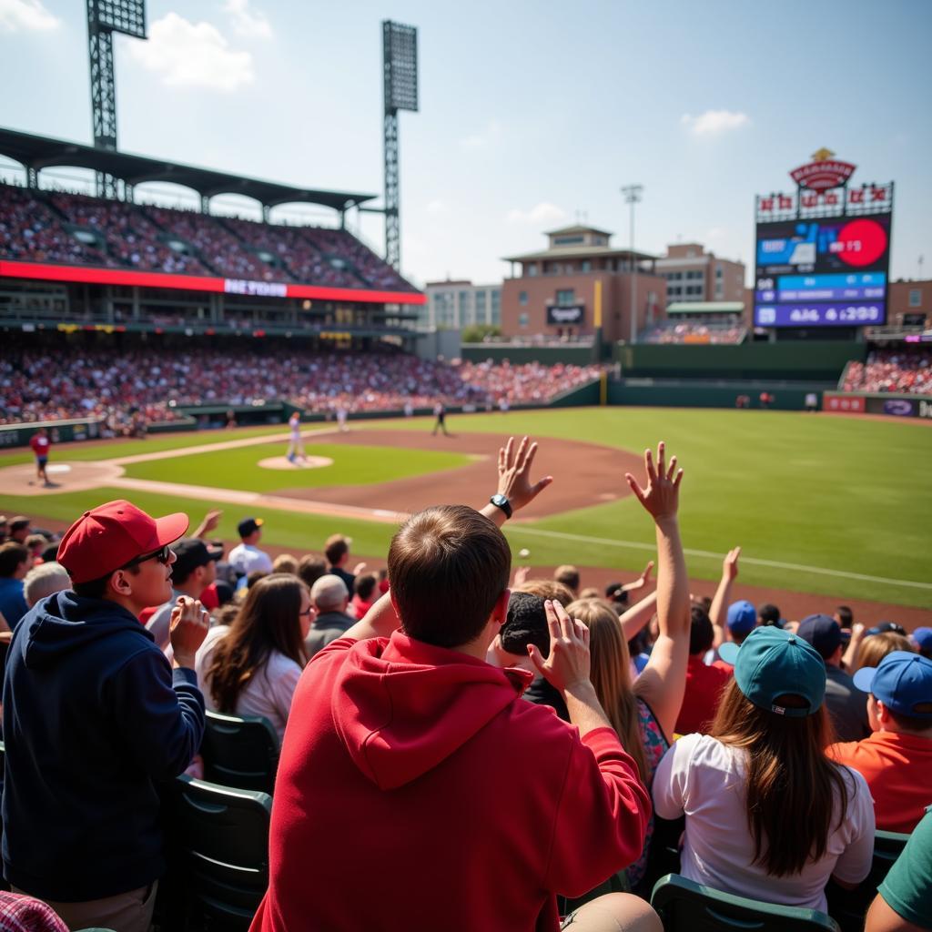 Minor League Baseball Stadium Atmosphere with Fans Cheering