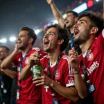 Fans celebrating with Minute Maid Spiked at a Besiktas game