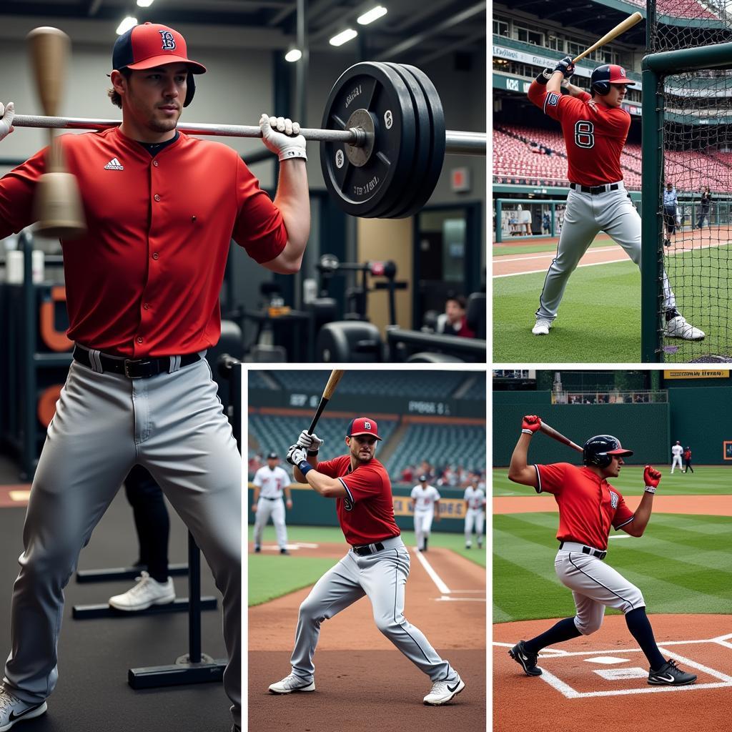 A baseball player undergoing intense training