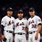 Mariano Rivera, Trevor Hoffman, and Lee Smith celebrating their career achievements in MLB saves.