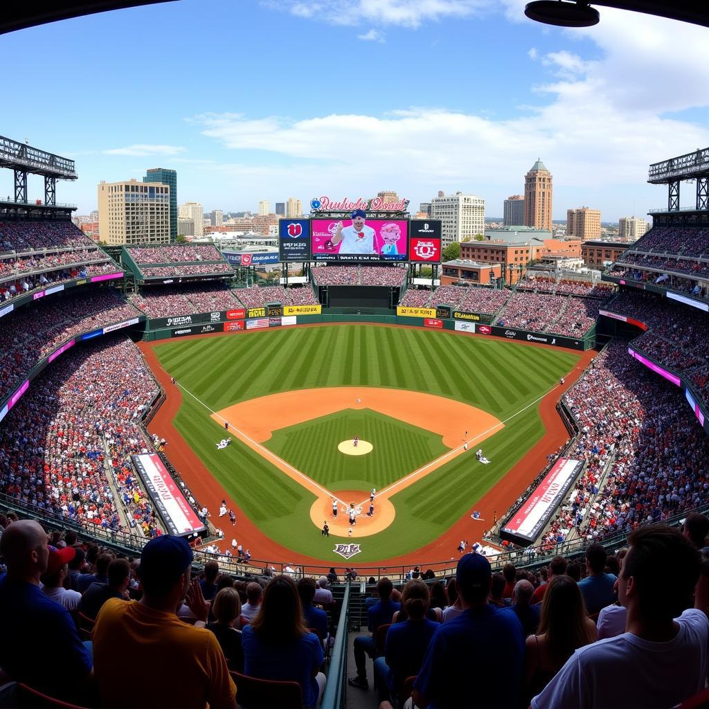 Fans cheering at an MLB Ballpark