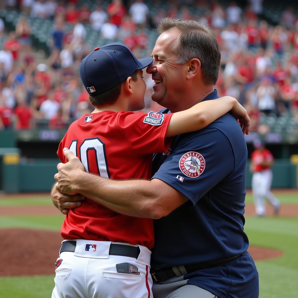 Celebrating a Father-Son Victory in MLB