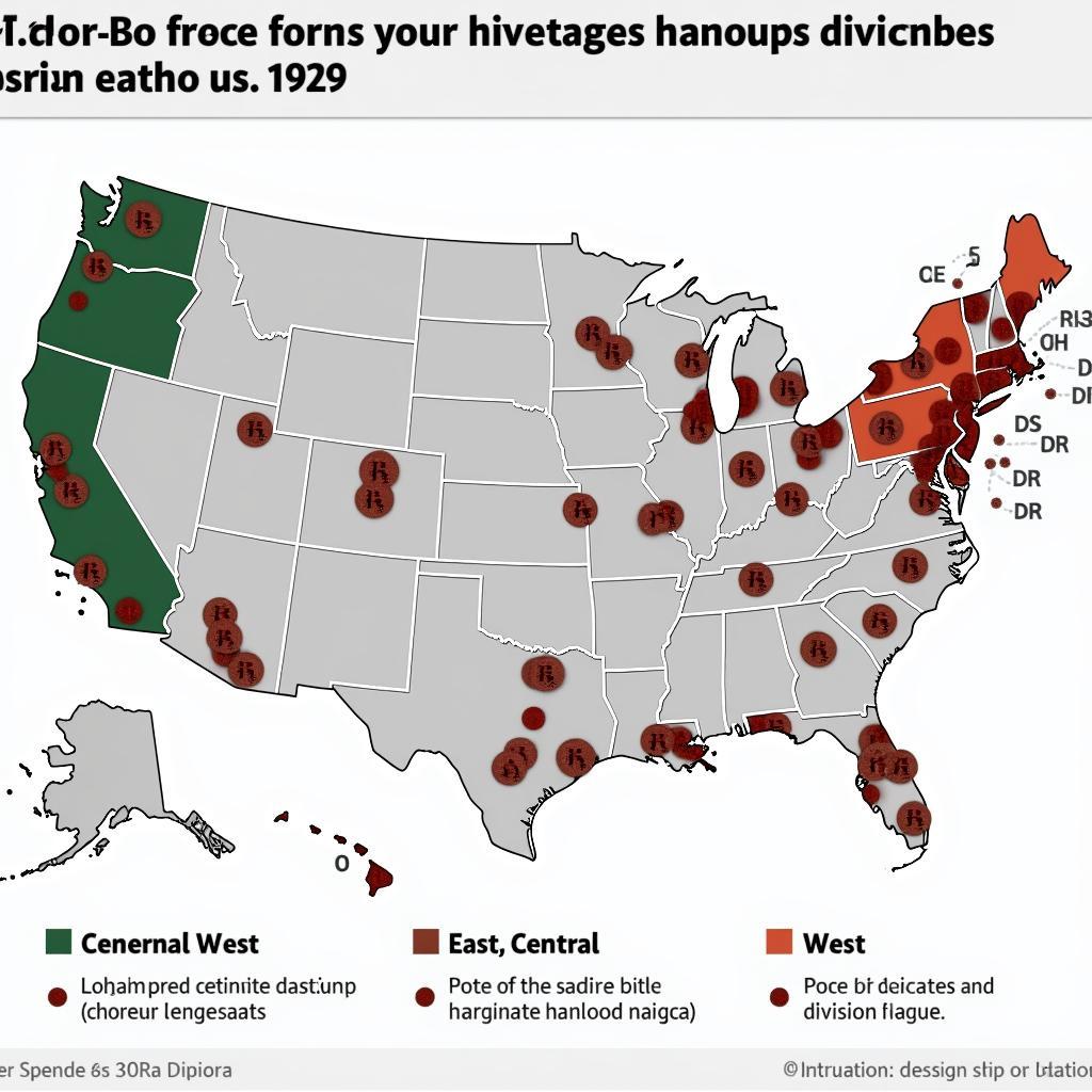 Map of MLB National League Divisions