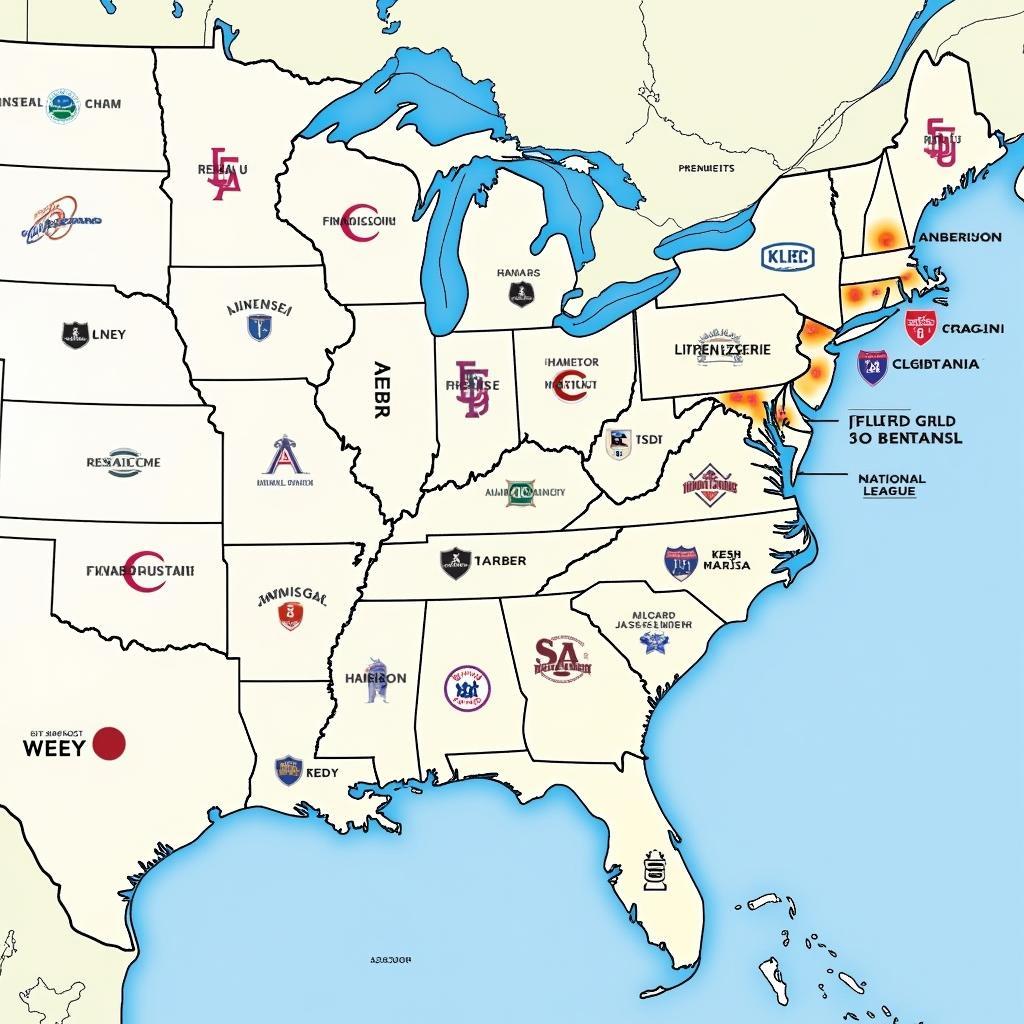 Map of MLB Parks Across the USA