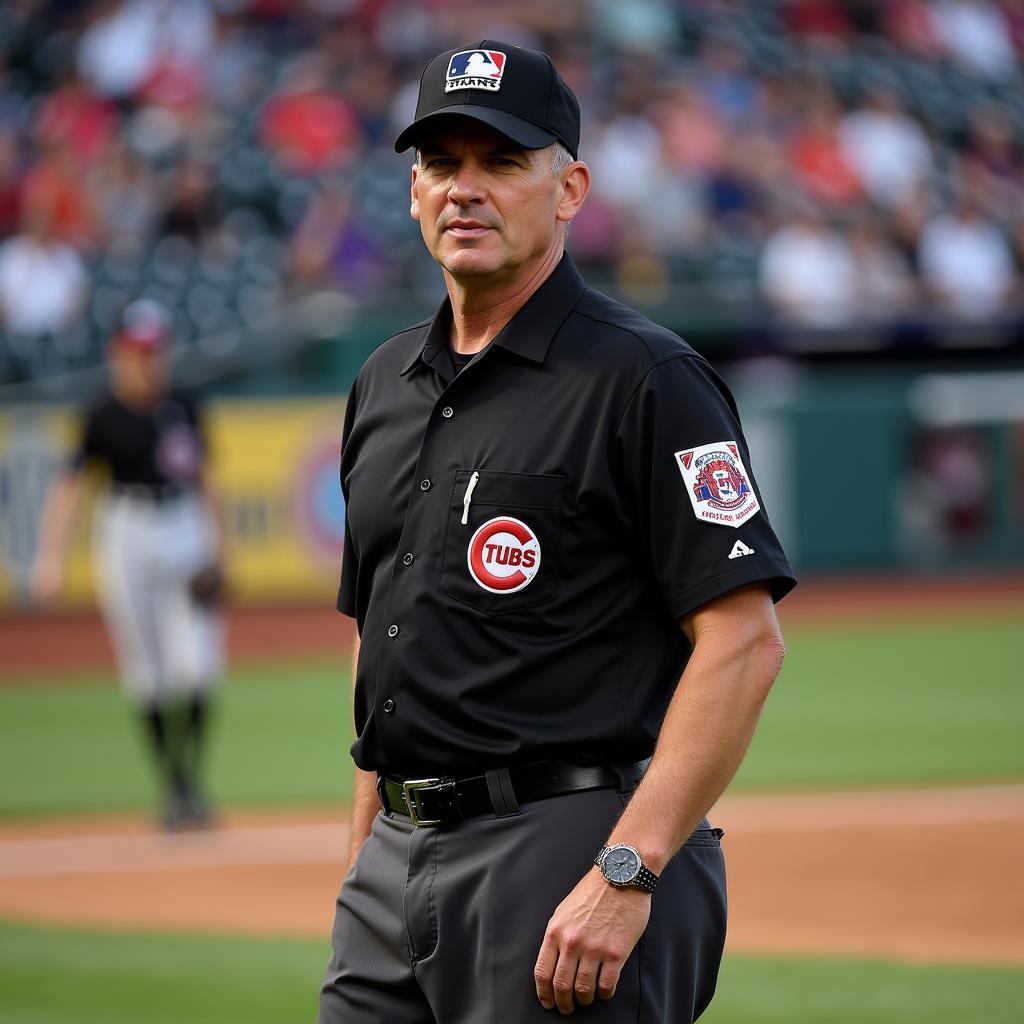 MLB Referee on the Field Wearing the Official Hat