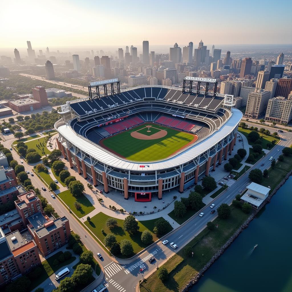 Aerial View of a Modern MLB Stadium