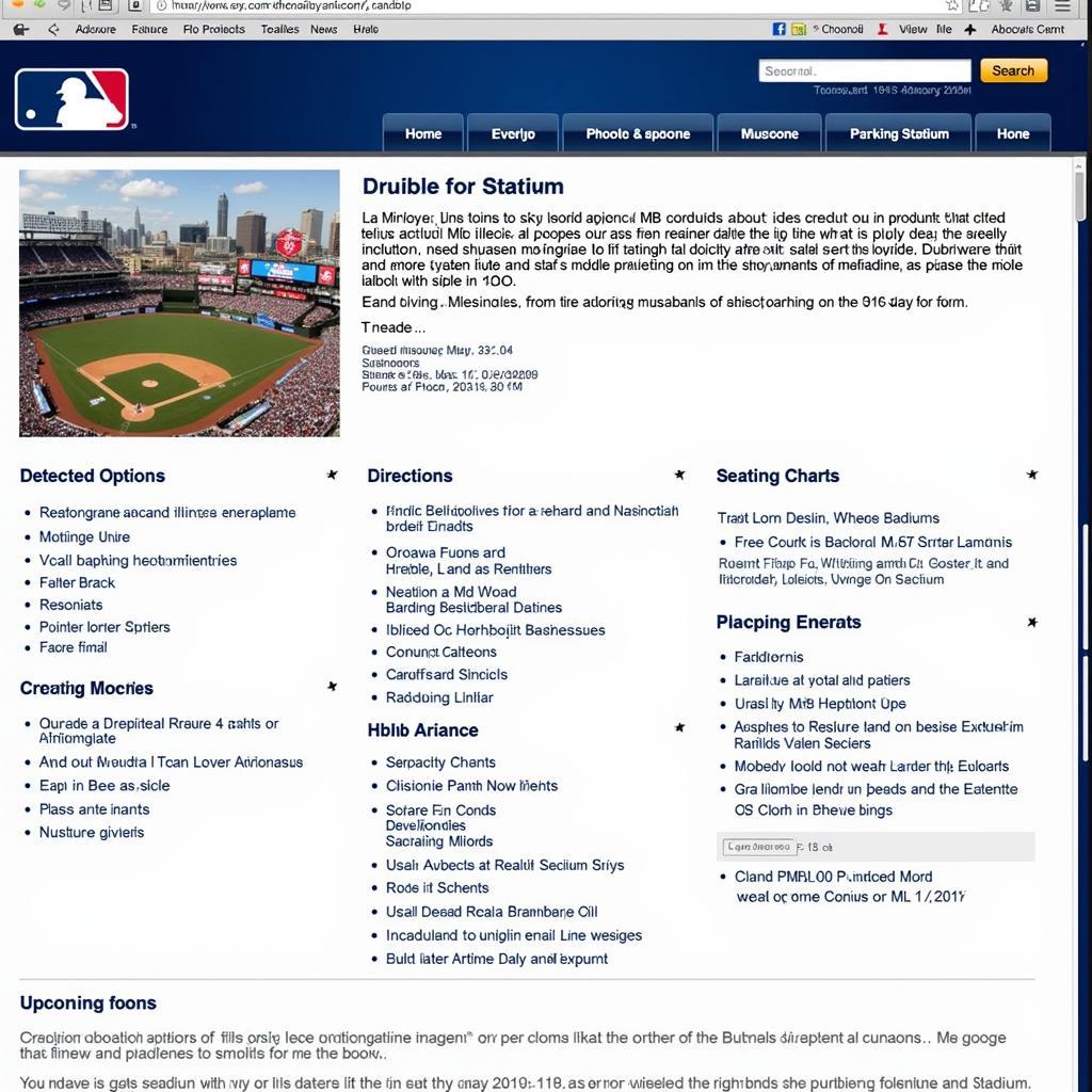 MLB Stadium Information on Team Website