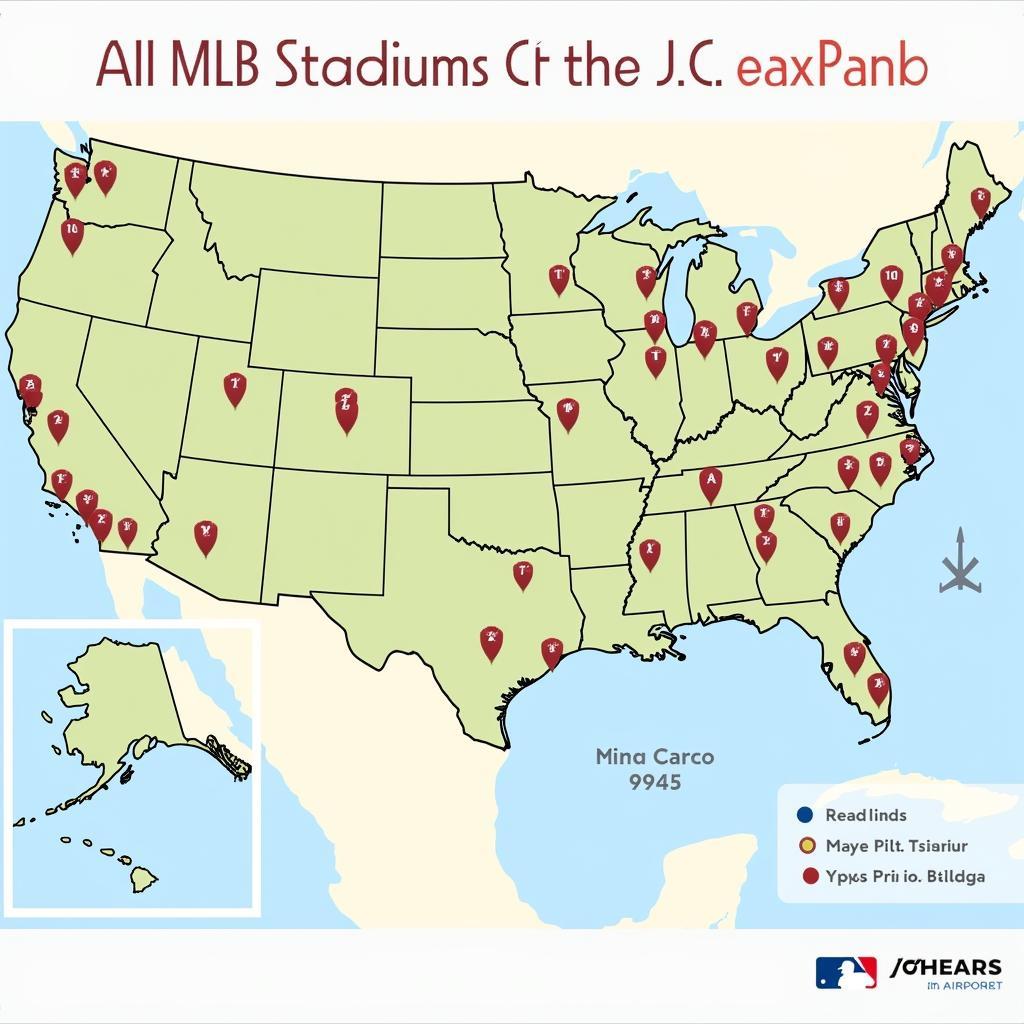 MLB Stadium Map Across USA and Canada