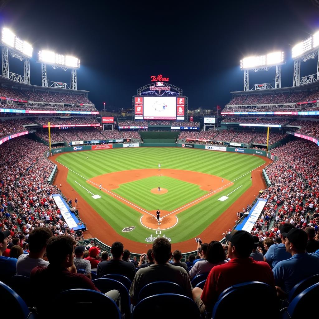 MLB Stadium Packed with Fans