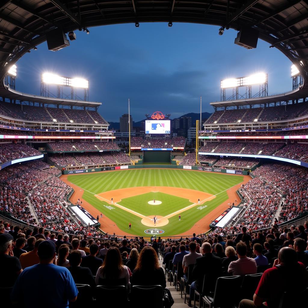 MLB Stadium Packed with Fans