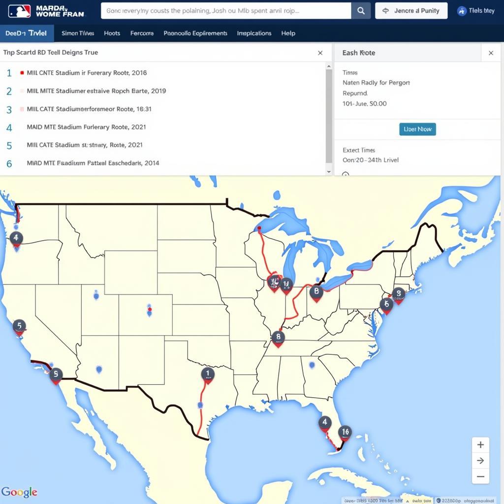 MLB Stadium Tour Route Planner