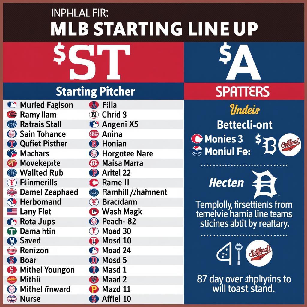 MLB Starting Pitchers Lineup Today