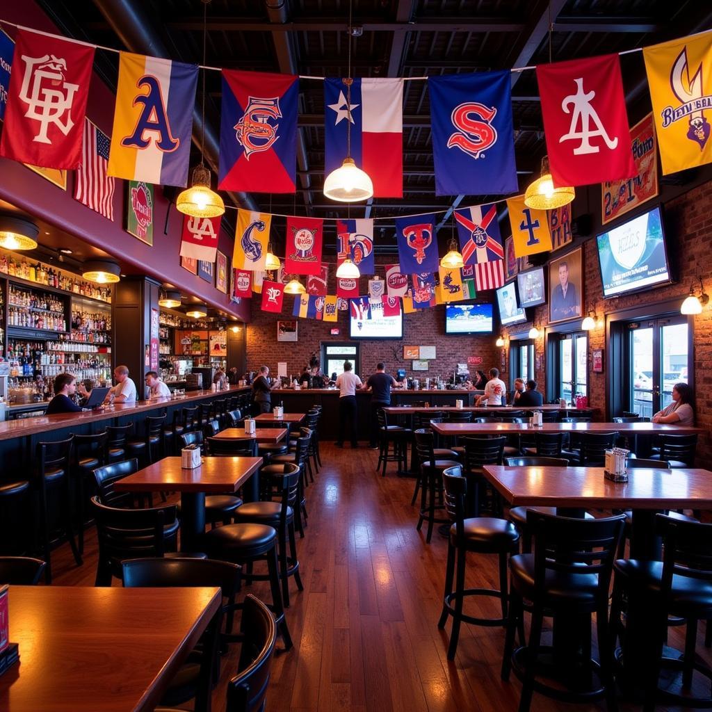 MLB Team Flags Displayed in a Louisiana Sports Bar