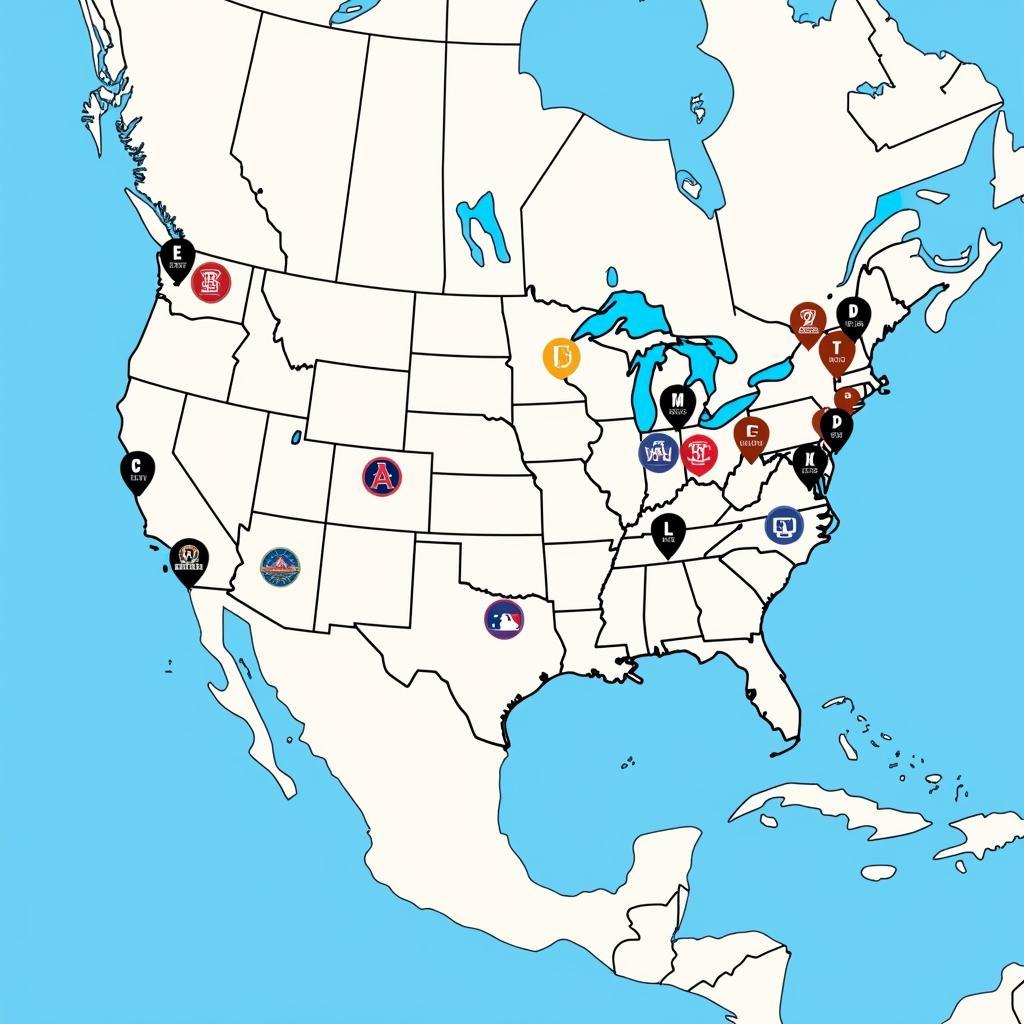 Map of MLB Team Locations Across North America