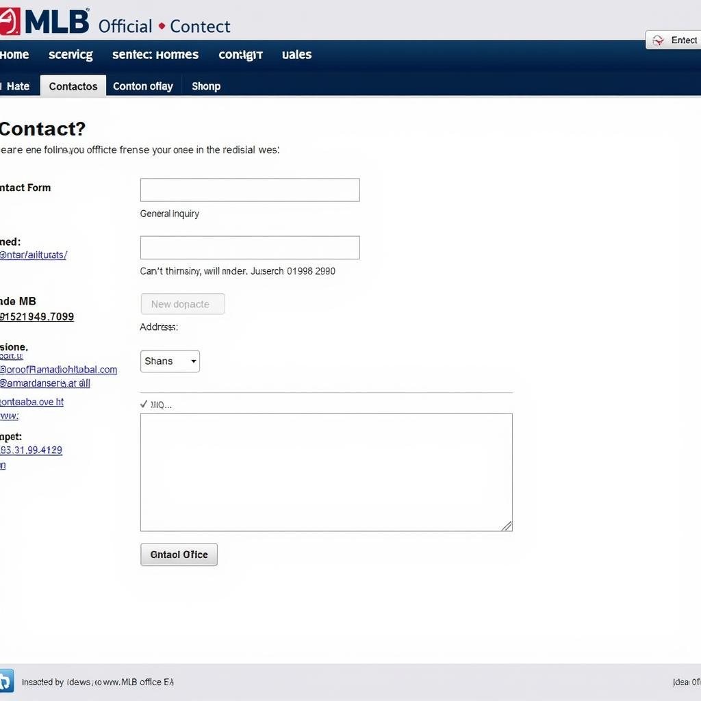 MLB Team Website Contact Page