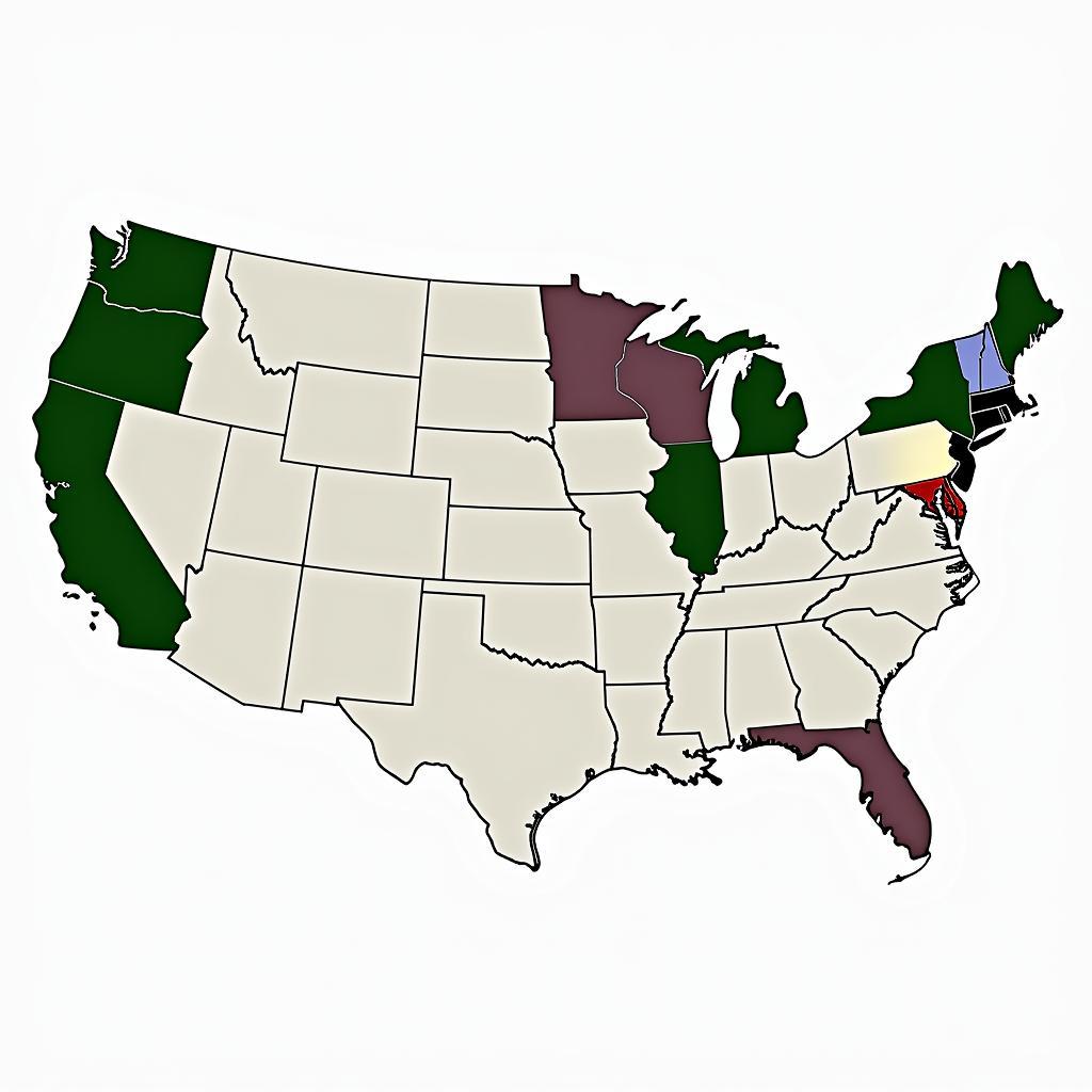 MLB Teams Map with Division Boundaries