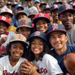 Modern-day baseball fans wearing Negro League hats, demonstrating the enduring legacy of these teams.