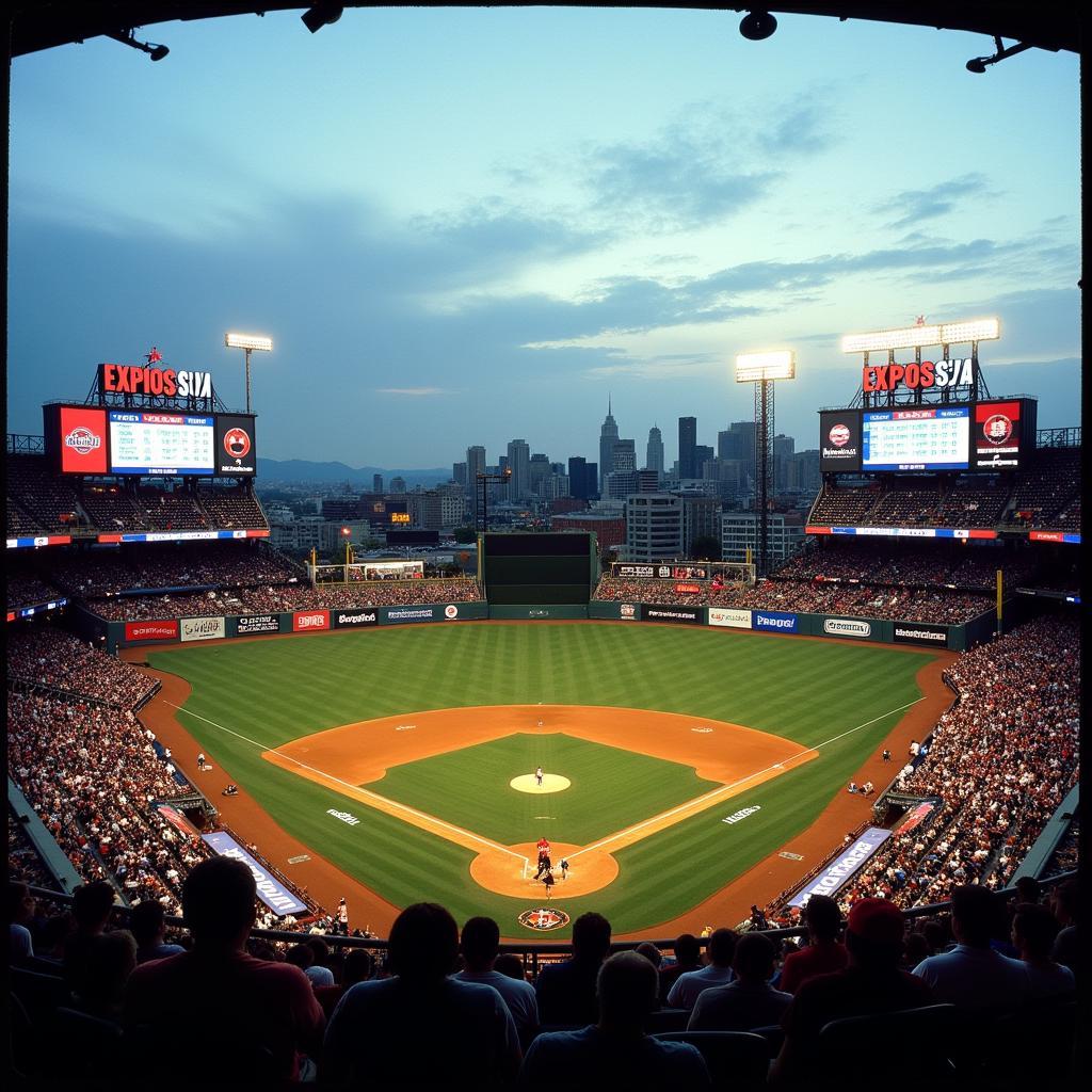 Montreal Expos playing at Olympic Stadium