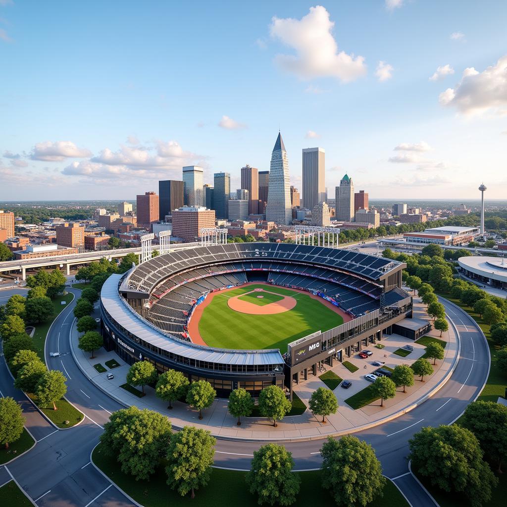 Nashville Skyline with Baseball Stadium Concept