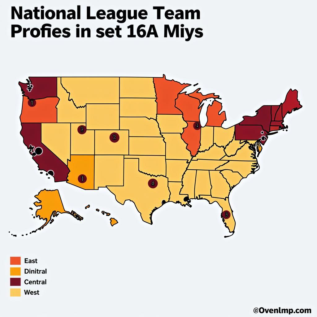 National League Teams MLB Division Map