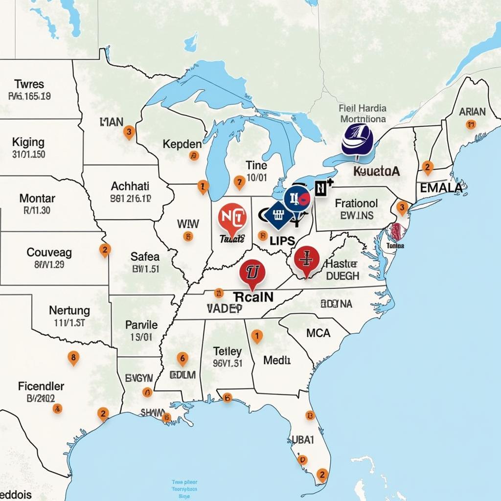 NBA Eastern Conference Stadium Map