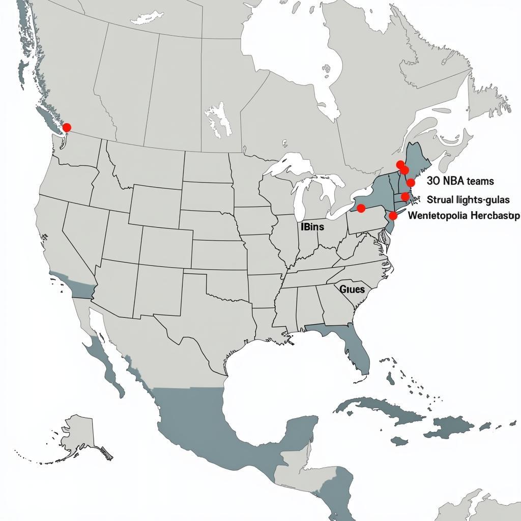 NBA Team Locations Map