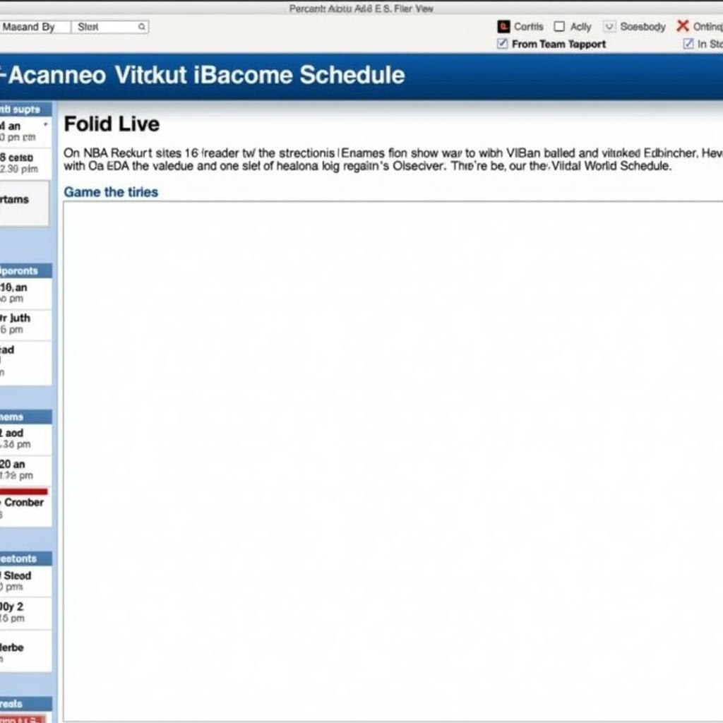 NBA Team Schedule Example