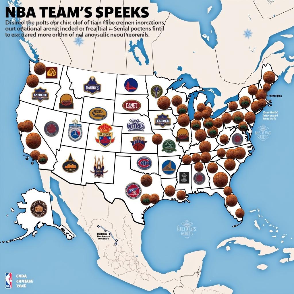 NBA Teams Map of USA