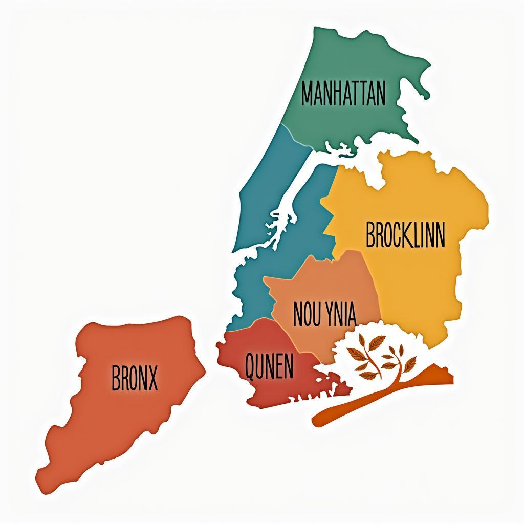 Map Highlighting Five Boroughs of NYC