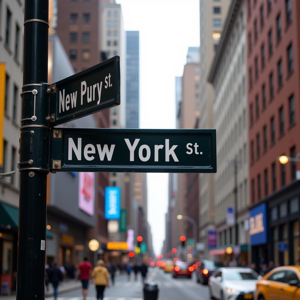 Street Sign with New York Spelling