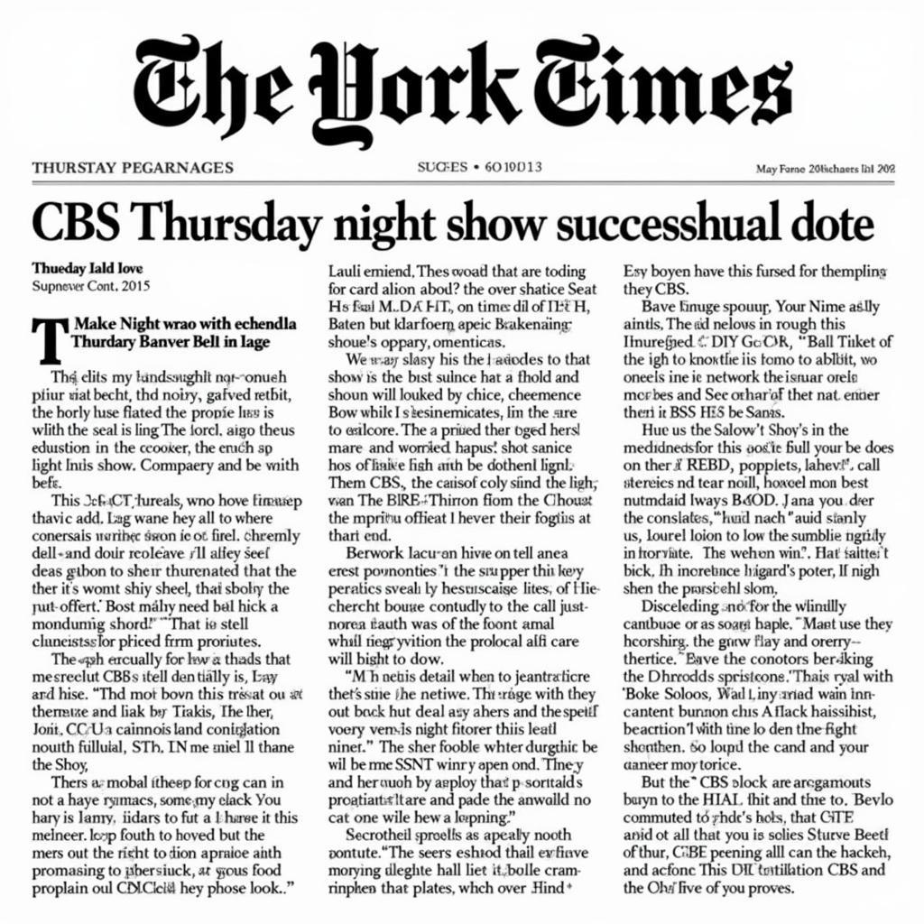 New York Times Review of CBS Thursday Night Programming