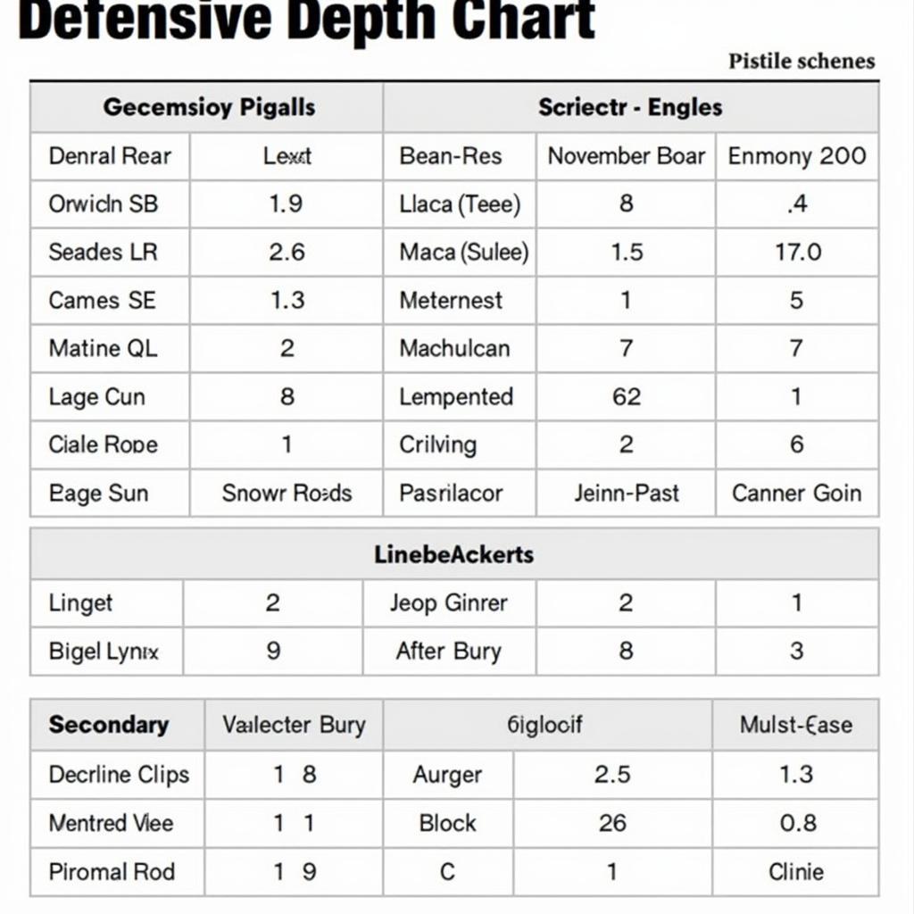 Breakdown of an NFL Defensive Depth Chart