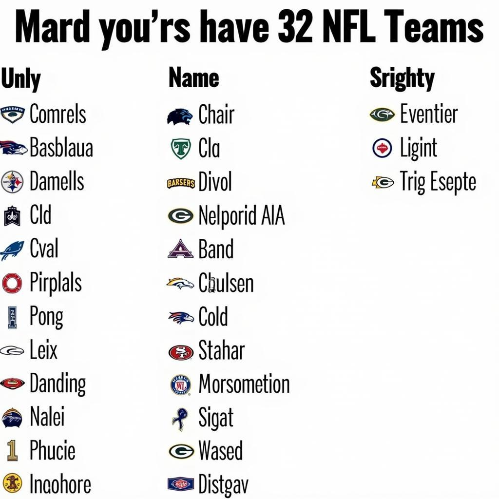 NFL Teams Alphabetical Order List