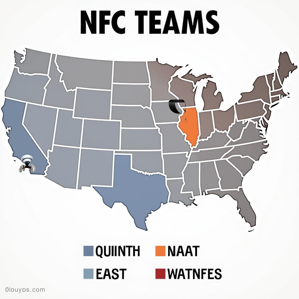 NFC Teams Map Showing Divisions and Locations