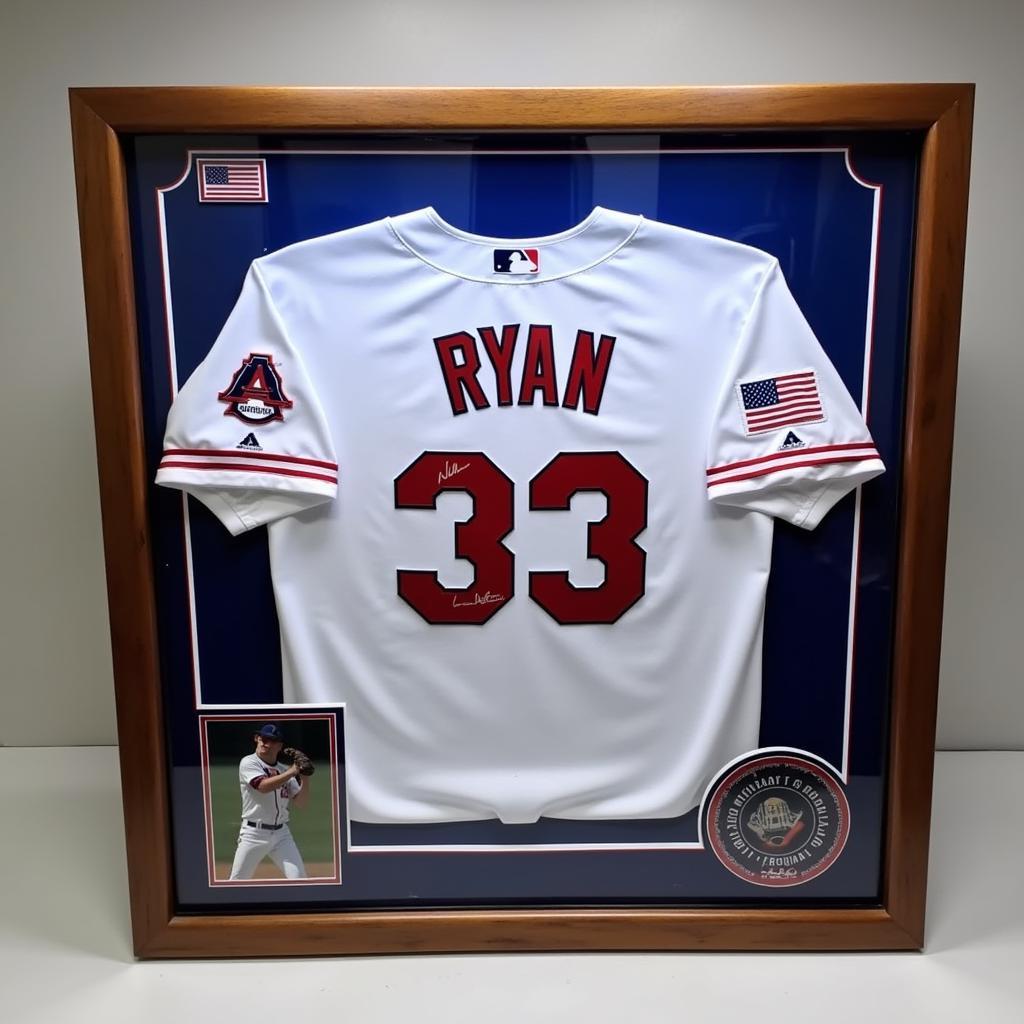 Nolan Ryan Autographed Jersey in a Display Case