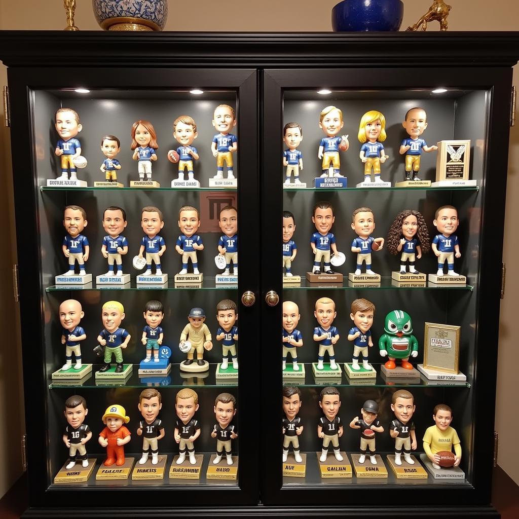 Showcasing a Collection of Notre Dame Football Bobbleheads