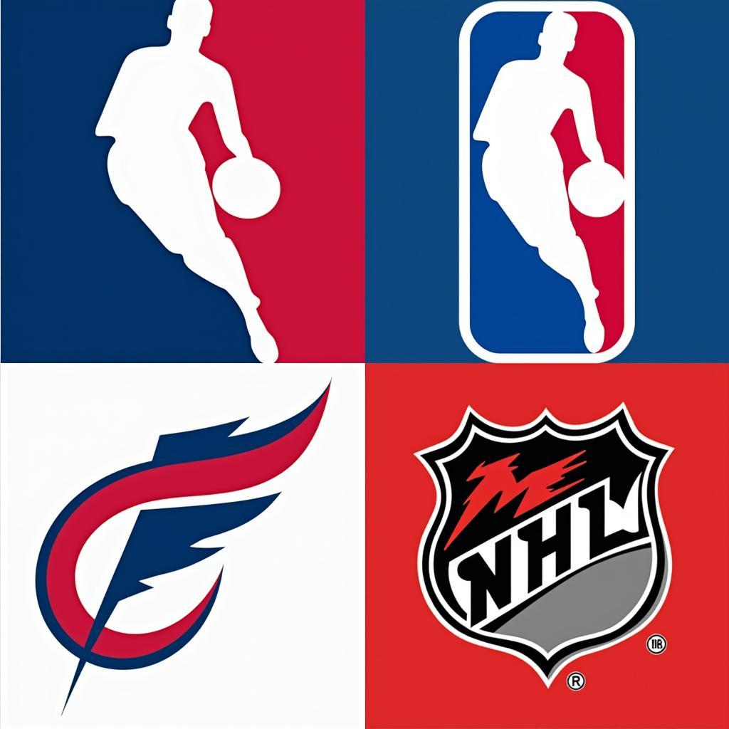 Logos of other major professional sports leagues, including MLB, NBA, NHL, and MLS, highlighting the broad spectrum of American sports.