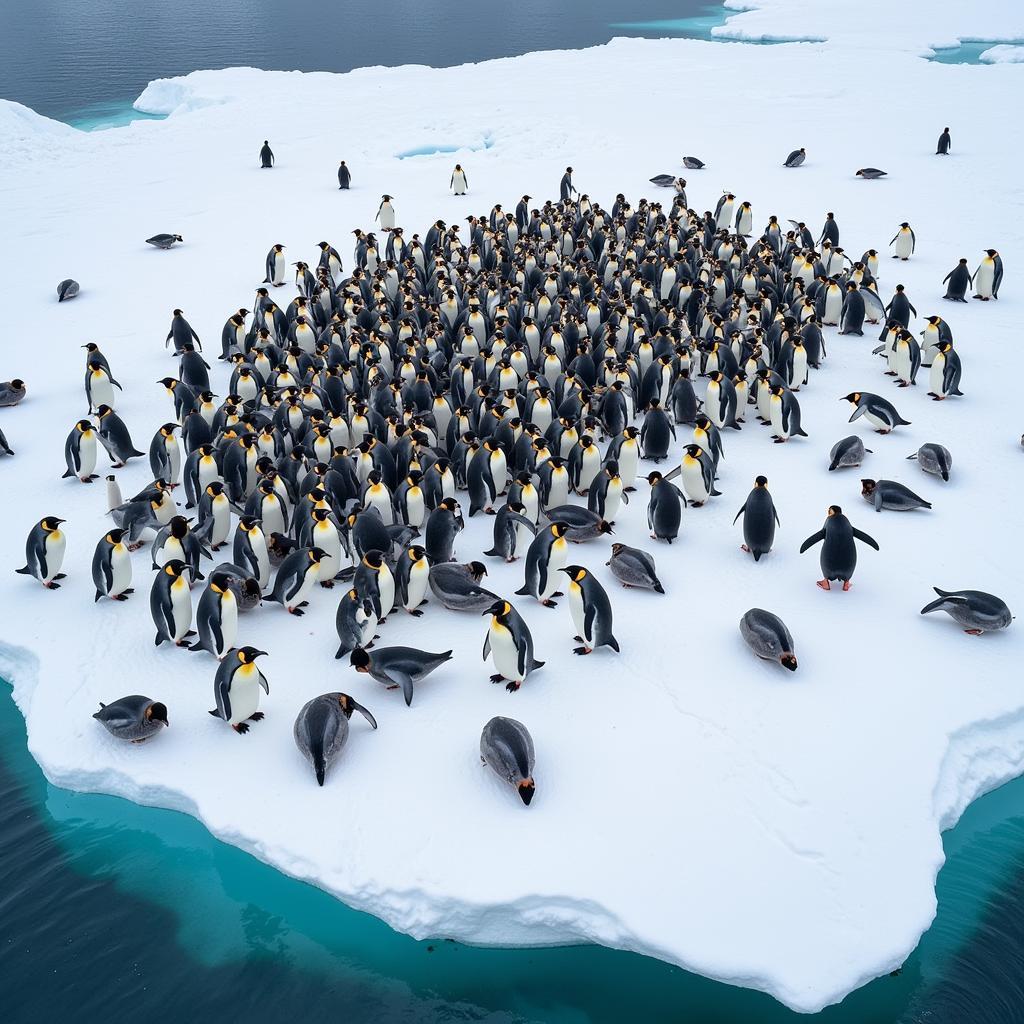 Large Penguin Colony on Antarctic Ice Floe