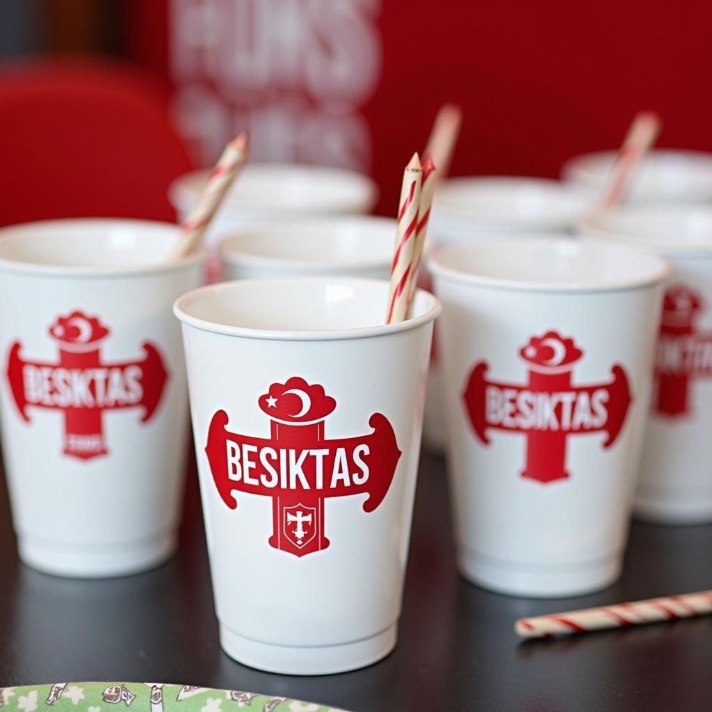 Personalized Besiktas yard cups with custom decals and player names.