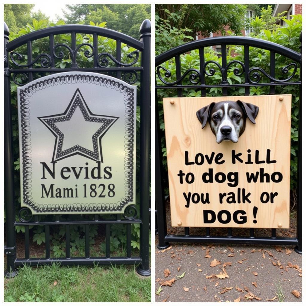 Personalized Dog Gate Signs in Metal and Wood