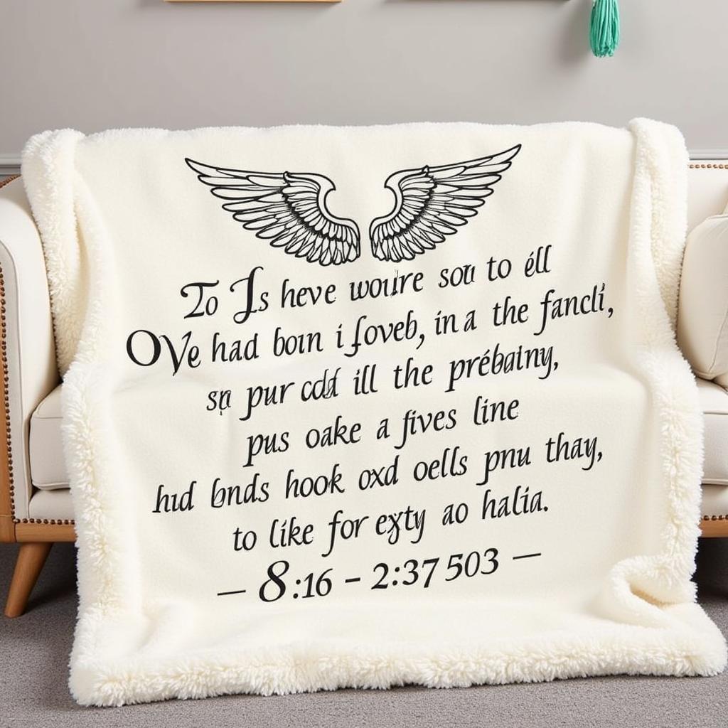 Personalized Memorial Blanket with Quote and Angel Wings