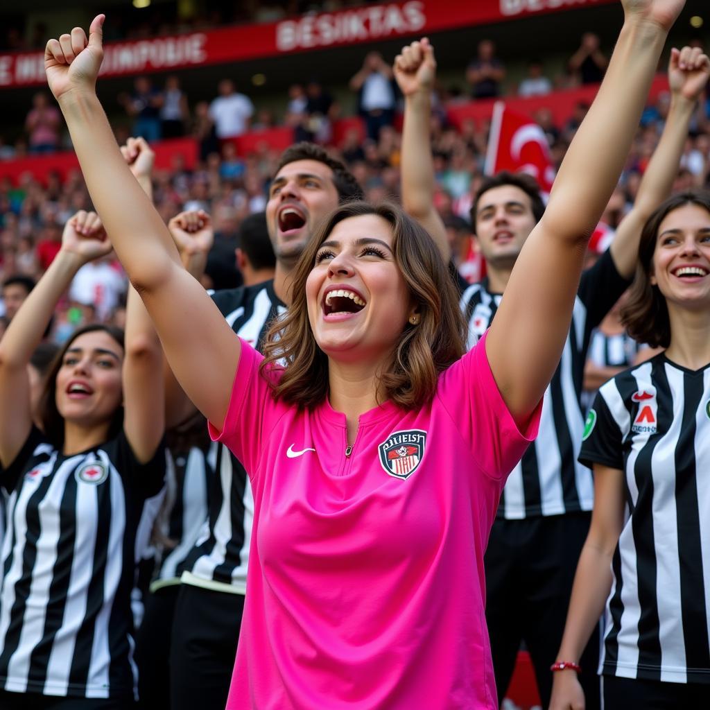 Pink Shirt Girl Celebrating Her Birthday at a Besiktas Match