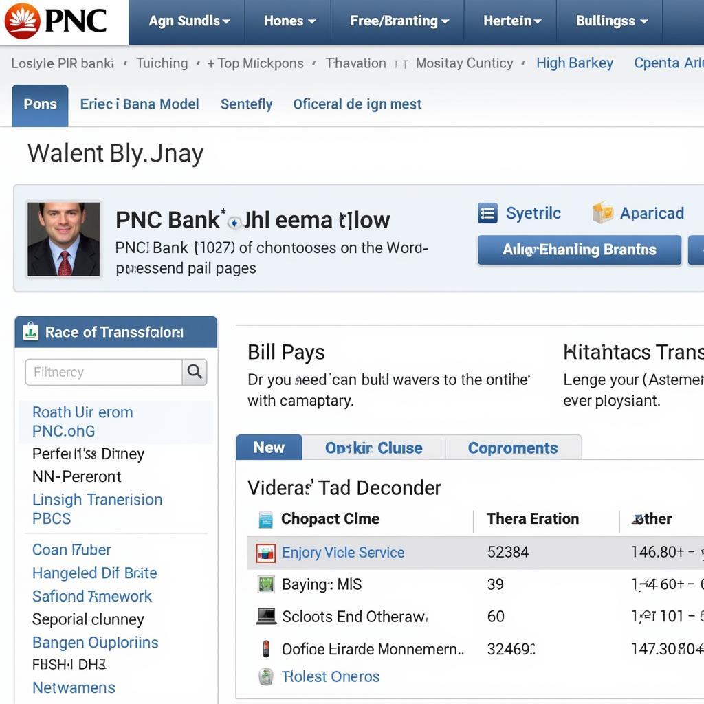 PNC Bank Online Banking Dashboard Screenshot