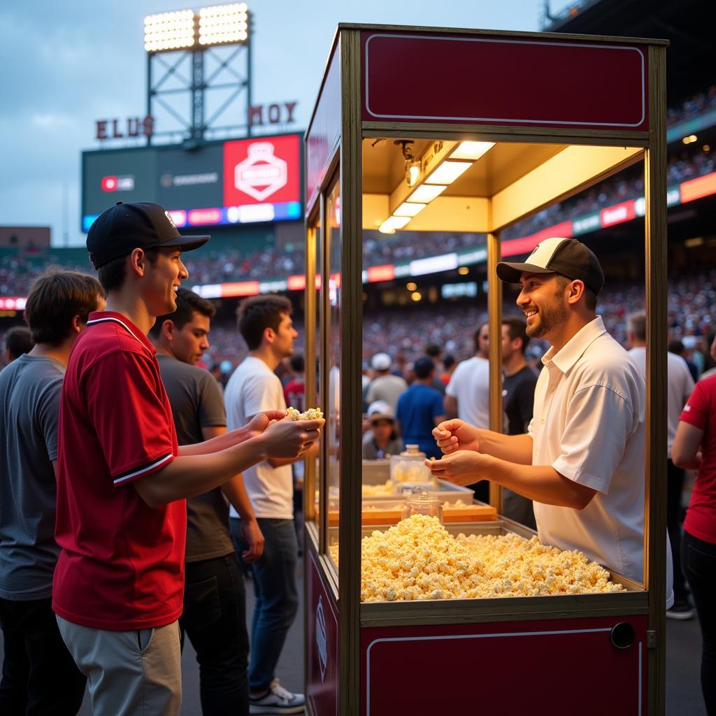 Popcorn Vendor at a Baseball Stadium