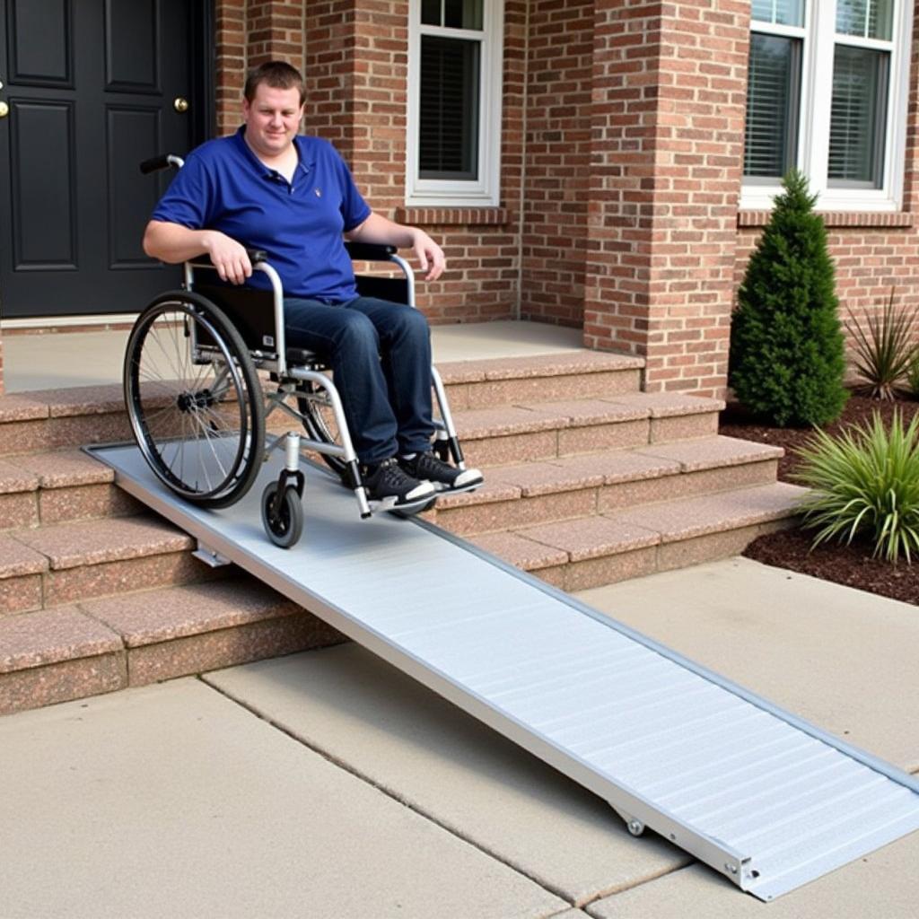 Wheelchair Access with a Portable Metal Ramp