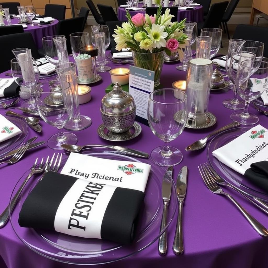 Purple Plate Chargers on a Besiktas-Themed Table